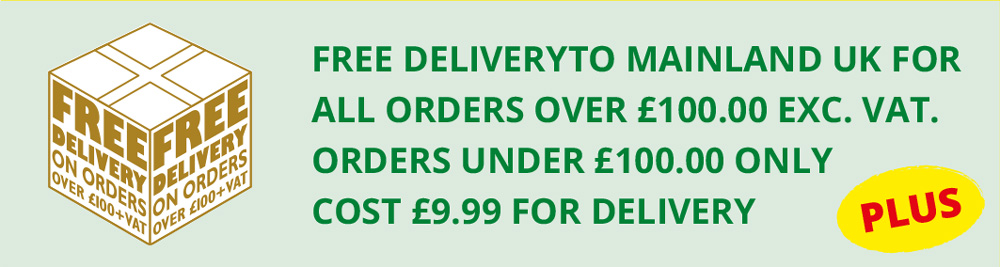 Free delivery for orders over £100+VAT