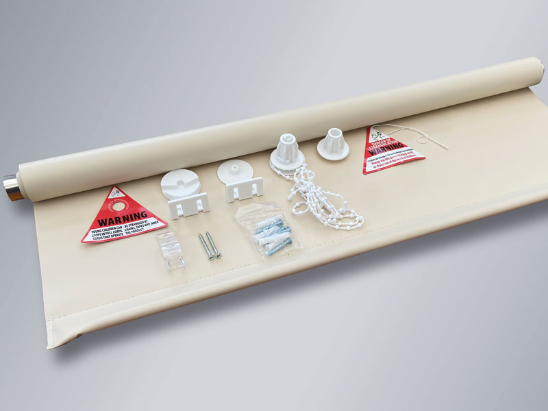 Roller blinds. Sturdy construction with a high quality vinyl wipe clean blind