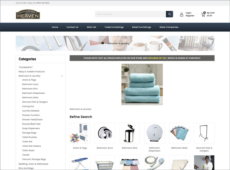 housekeepersheaven.co.uk example category page