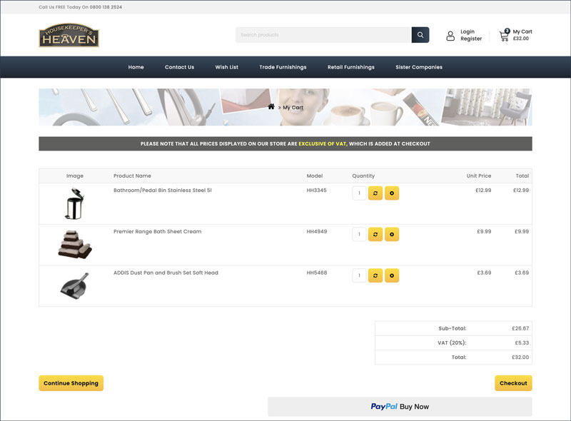housekeepersheaven.co.uk cart page